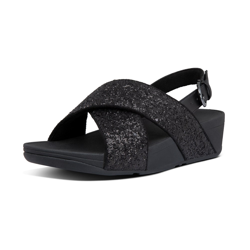 Fitflop Womens Sandals Black - Lulu Glitter Back-strap - HL4927503